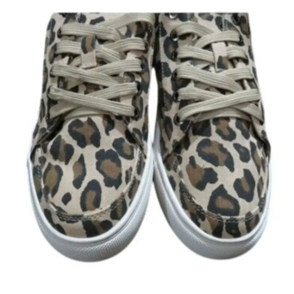 Boutique by Corkys Puzzle Leopard Spot Canvas Leather Sneakers sz 10 New in box